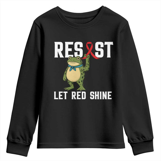 Resist Frog AIDS Support Youth Sweatshirt Funny Portland Activist Meme HIV Red Ribbon