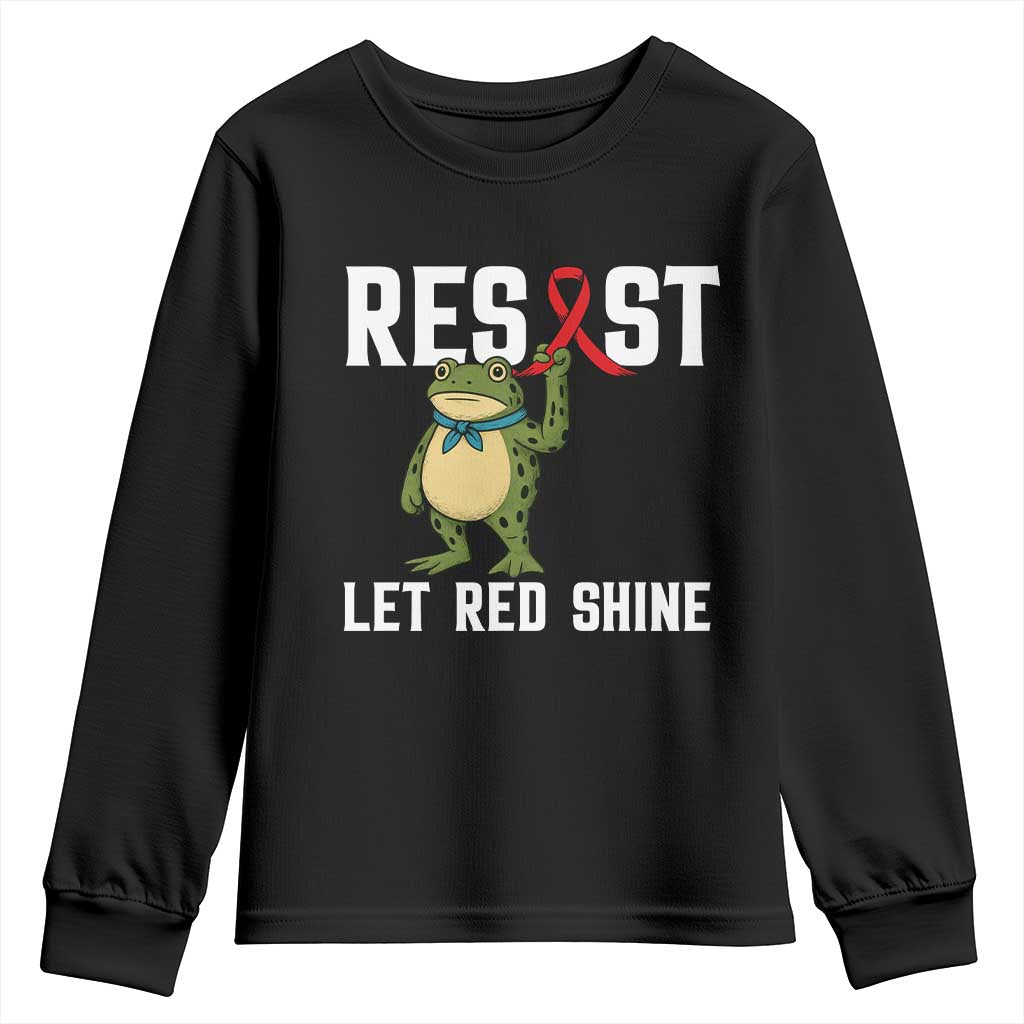 Frog AIDS Fighter Supporter Youth Sweatshirt Funny Portland Activist Meme HIV Support Red Ribbon