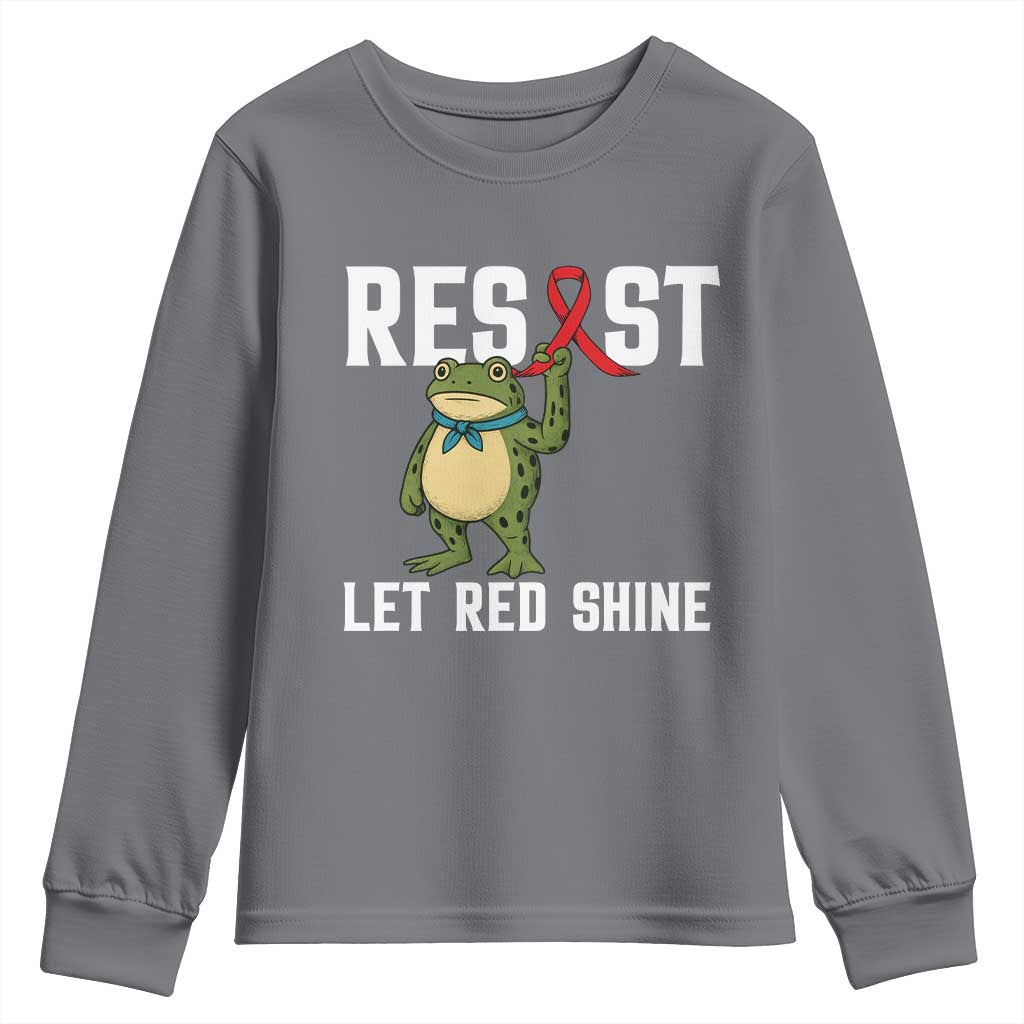 Frog AIDS Fighter Supporter Youth Sweatshirt Funny Portland Activist Meme HIV Support Red Ribbon
