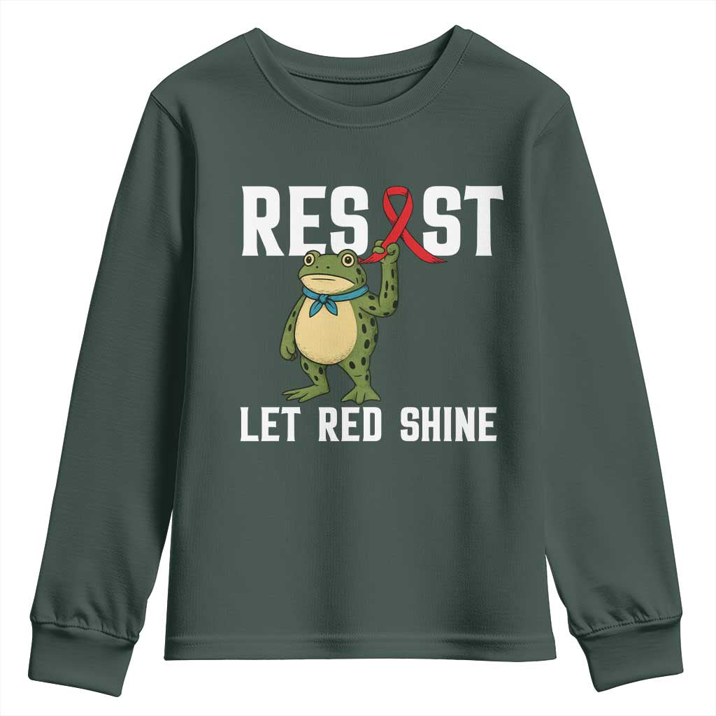 Frog AIDS Fighter Supporter Youth Sweatshirt Funny Portland Activist Meme HIV Support Red Ribbon