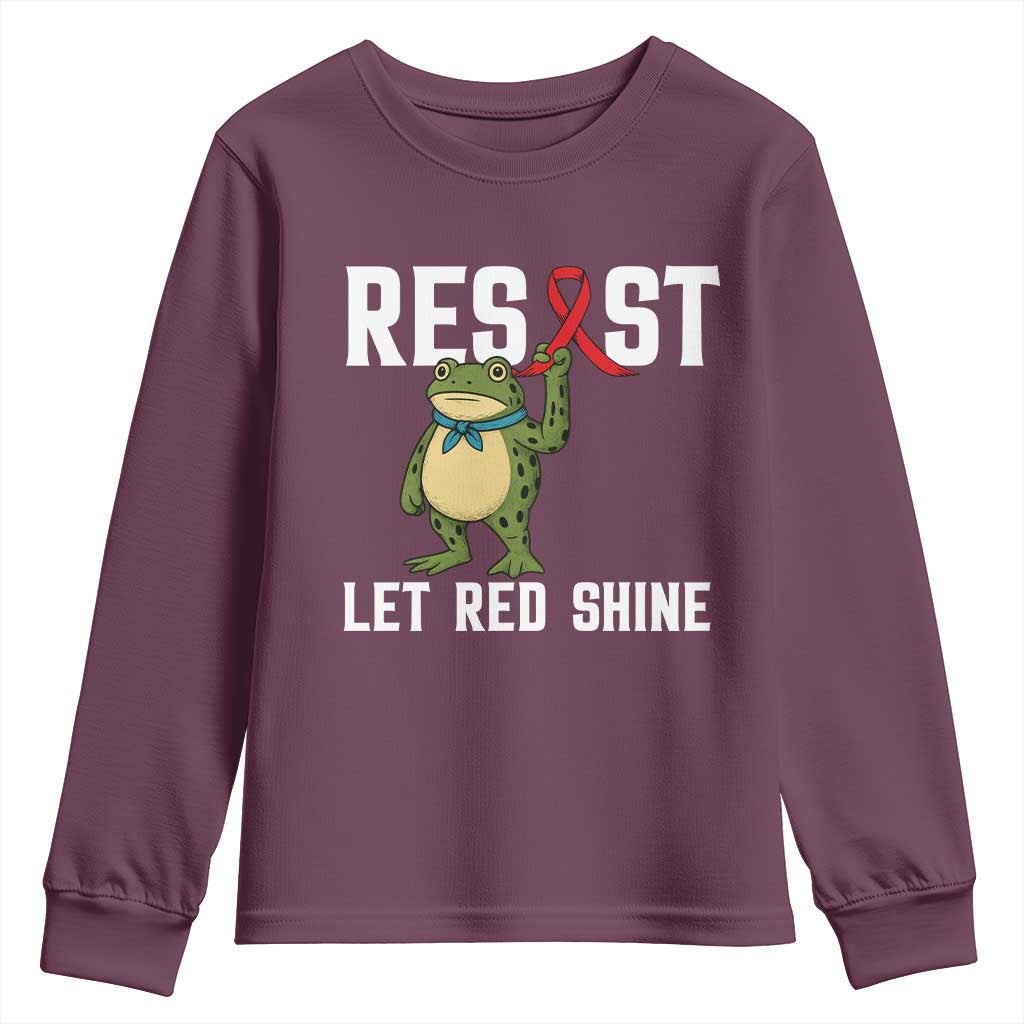 Frog AIDS Fighter Supporter Youth Sweatshirt Funny Portland Activist Meme HIV Support Red Ribbon