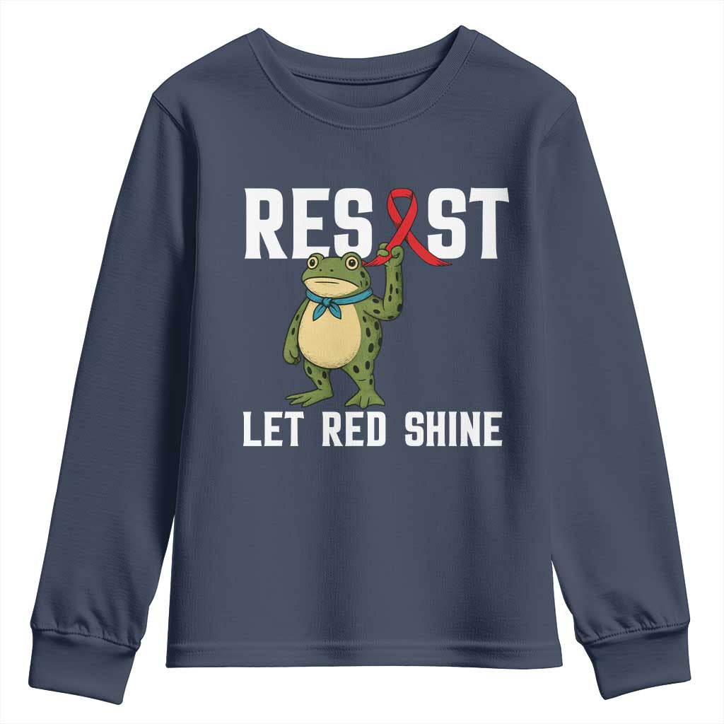 Frog AIDS Fighter Supporter Youth Sweatshirt Funny Portland Activist Meme HIV Support Red Ribbon