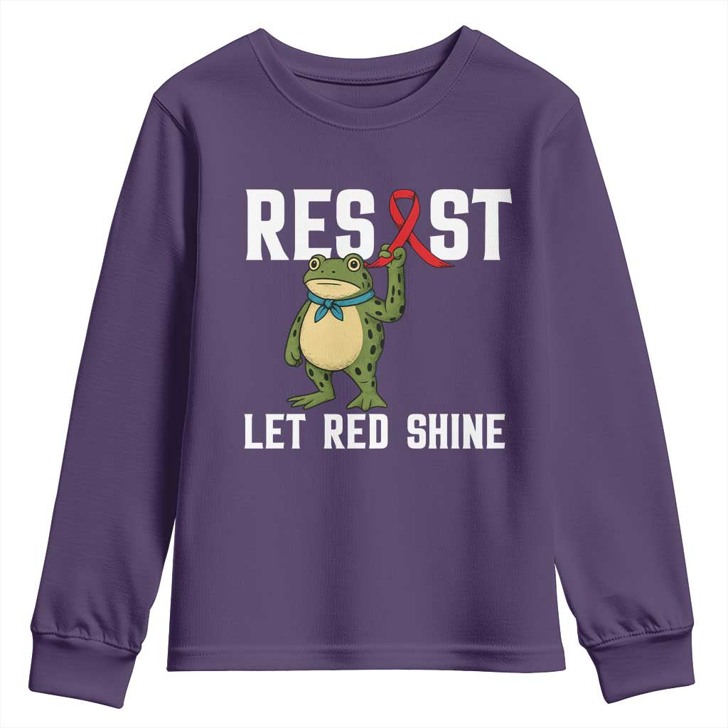 Frog AIDS Fighter Supporter Youth Sweatshirt Funny Portland Activist Meme HIV Support Red Ribbon