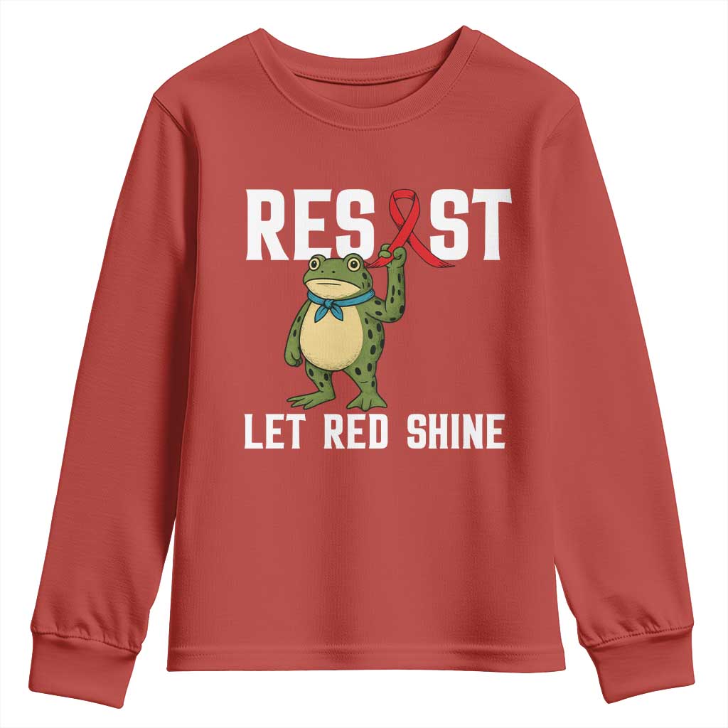 Resist Frog AIDS Support Youth Sweatshirt Funny Portland Activist Meme HIV Red Ribbon