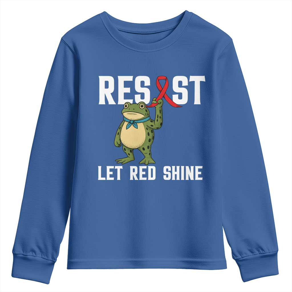 Frog AIDS Fighter Supporter Youth Sweatshirt Funny Portland Activist Meme HIV Support Red Ribbon