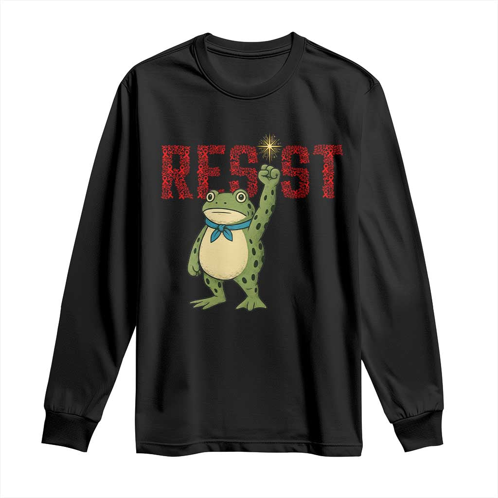 Frog AIDS Fighter Supporter Long Sleeve Shirt Portland Activist Political Meme HIV Support Red Ribbon