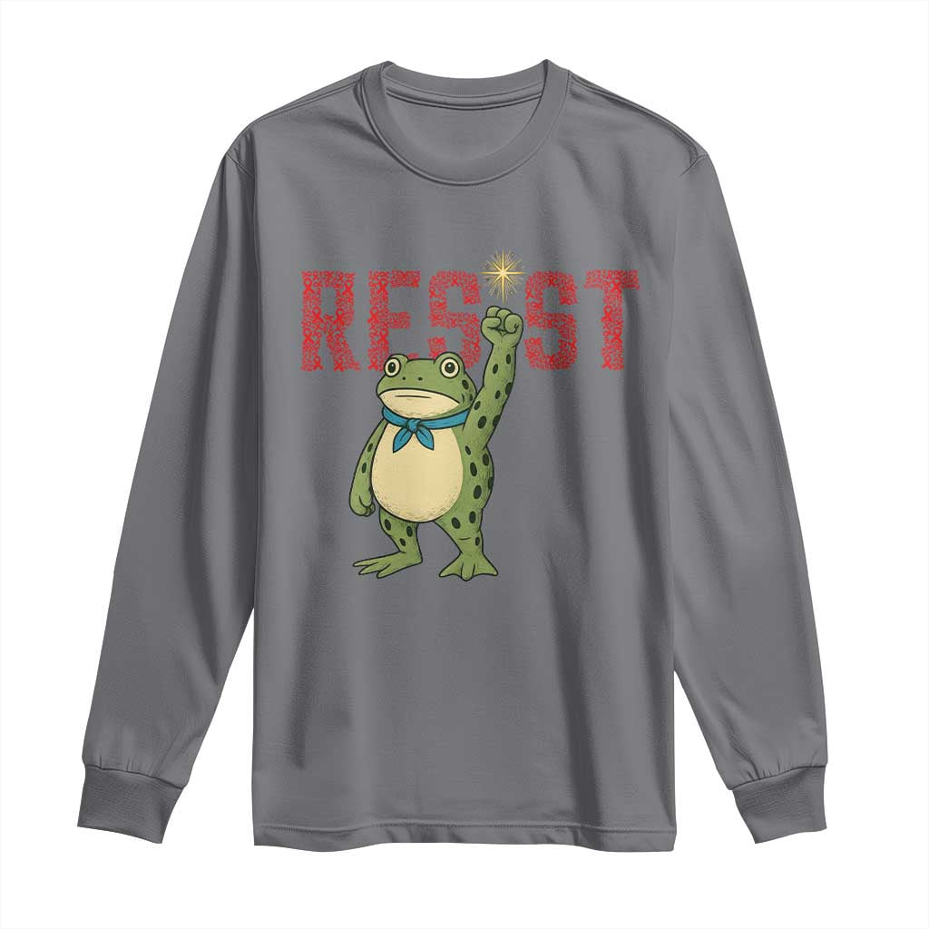 Frog AIDS Fighter Supporter Long Sleeve Shirt Portland Activist Political Meme HIV Support Red Ribbon