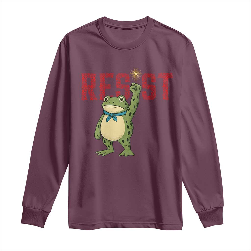 Frog AIDS Fighter Supporter Long Sleeve Shirt Portland Activist Political Meme HIV Support Red Ribbon