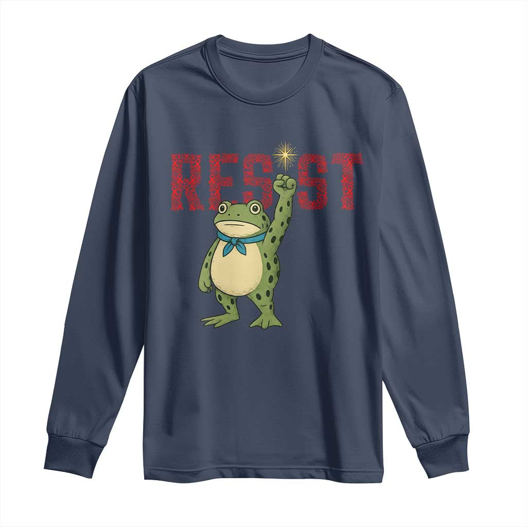 Frog AIDS Fighter Supporter Long Sleeve Shirt Portland Activist Political Meme HIV Support Red Ribbon
