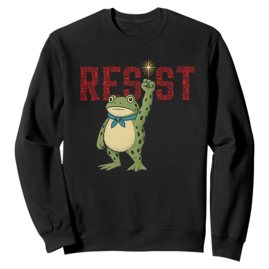 Frog AIDS Fighter Supporter Sweatshirt Portland Activist Political Meme HIV Support Red Ribbon