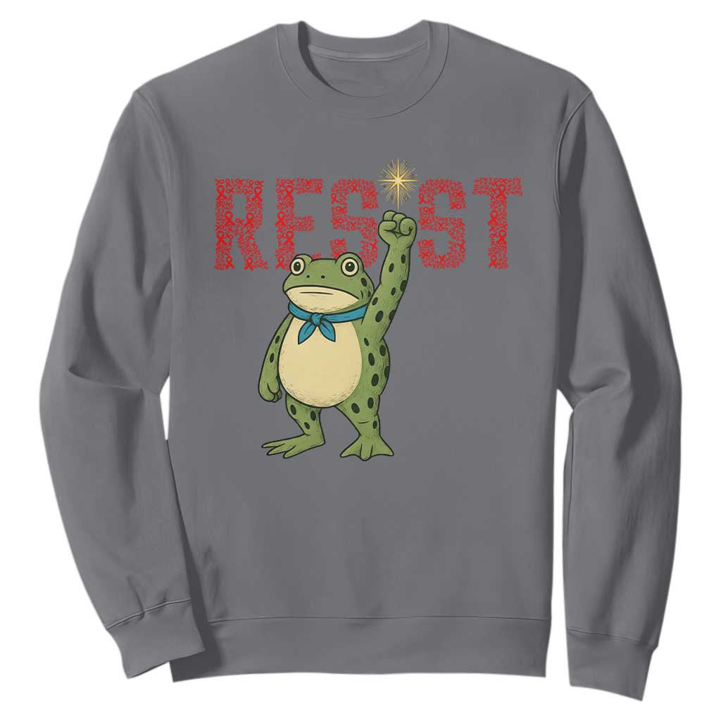 Frog AIDS Fighter Supporter Sweatshirt Portland Activist Political Meme HIV Support Red Ribbon
