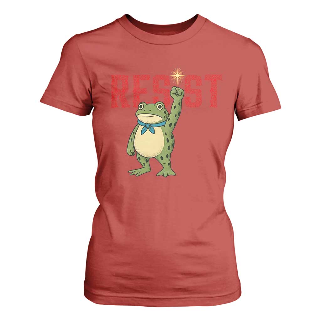 Resist Frog AIDS Support T Shirt For Women Portland Activist Political Meme HIV Red Ribbon
