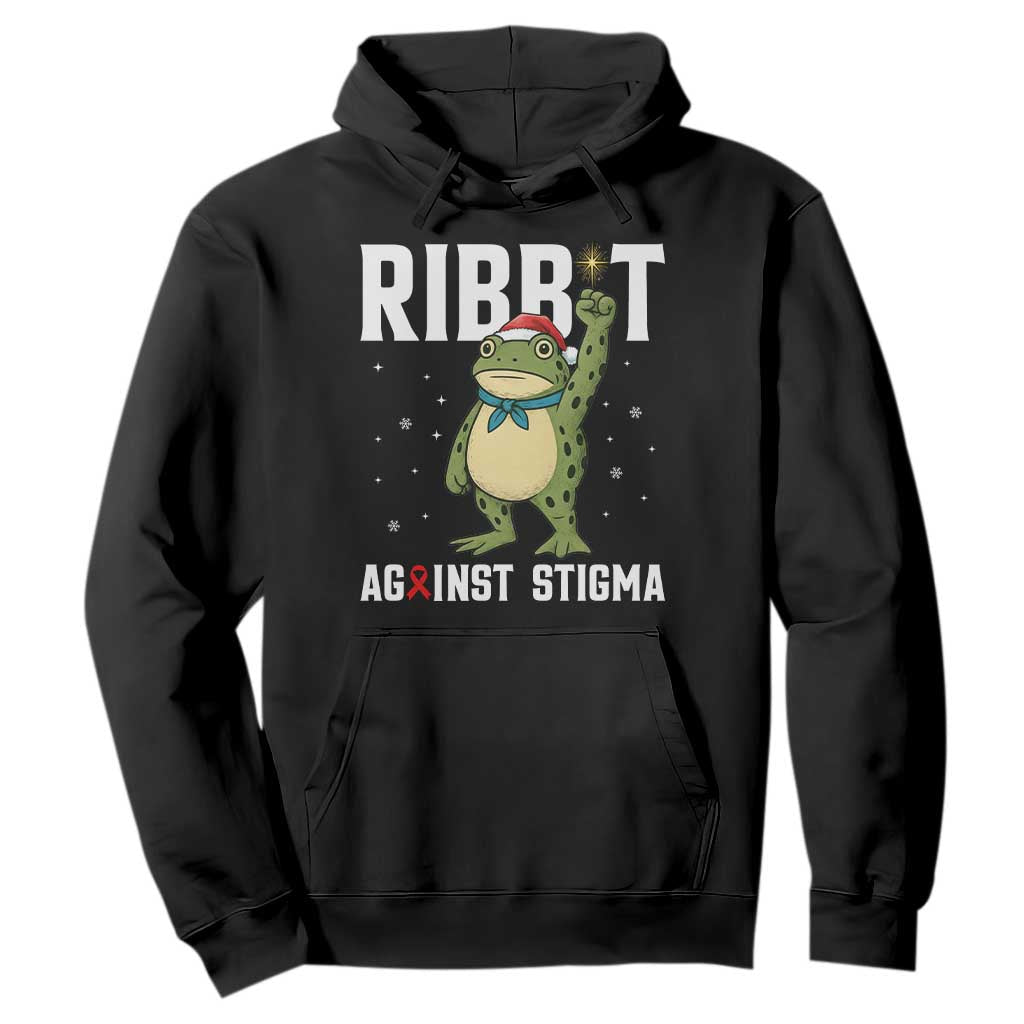 Christmas Frog AIDS Christmas Supporter Hoodie Funny Portland Activist Meme HIV Support Red Ribbon