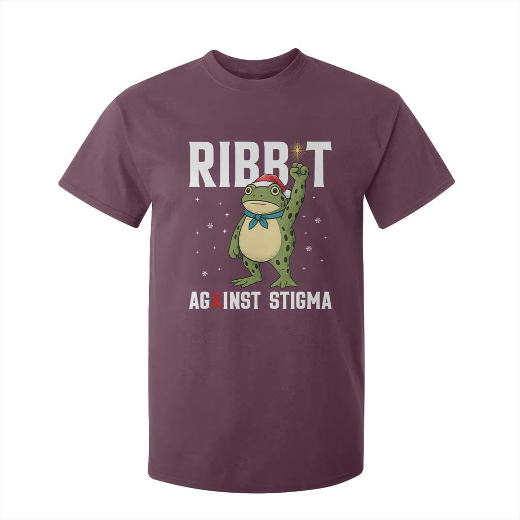 Christmas Frog AIDS Christmas Supporter T Shirt For Kid Funny Portland Activist Meme HIV Support Red Ribbon