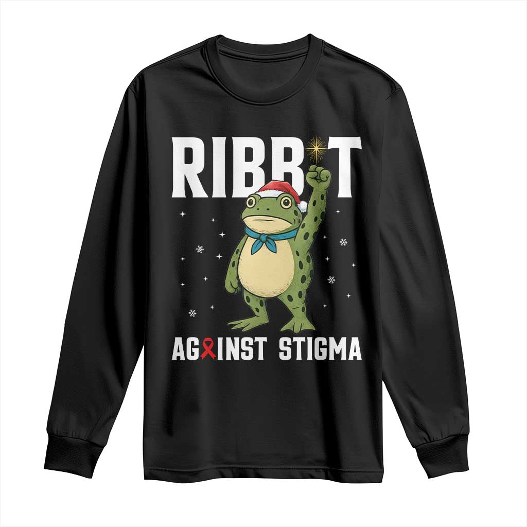 Christmas Frog AIDS Christmas Supporter Long Sleeve Shirt Funny Portland Activist Meme HIV Support Red Ribbon