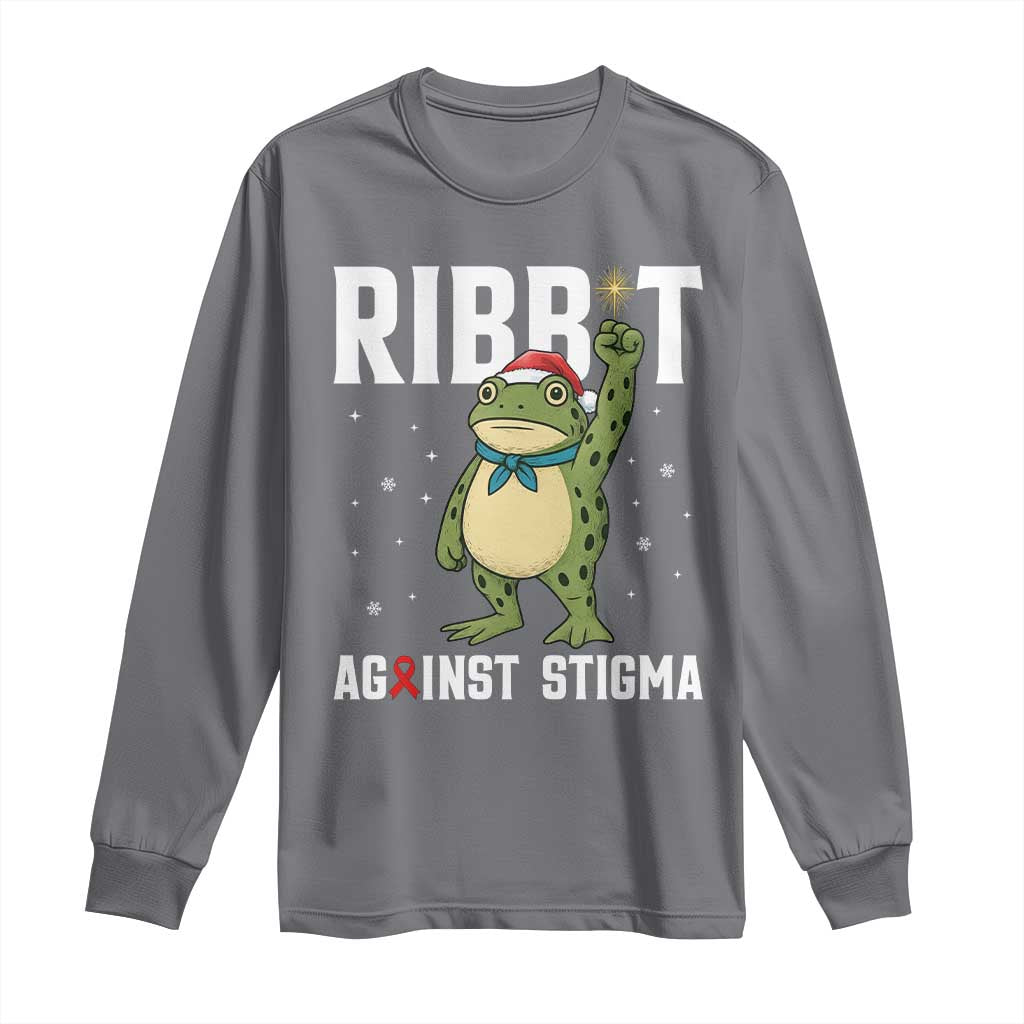 Christmas Frog AIDS Christmas Supporter Long Sleeve Shirt Funny Portland Activist Meme HIV Support Red Ribbon
