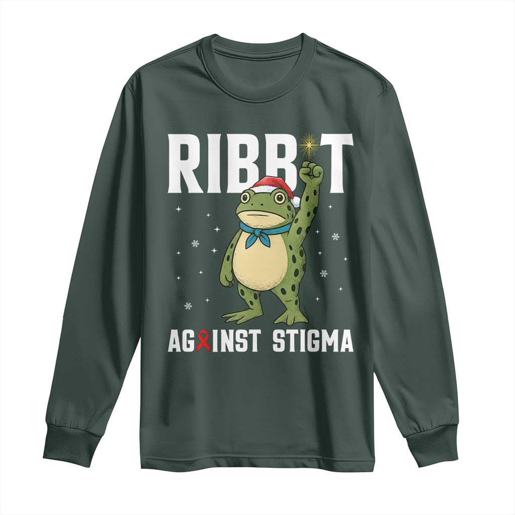 Christmas Frog AIDS Christmas Supporter Long Sleeve Shirt Funny Portland Activist Meme HIV Support Red Ribbon