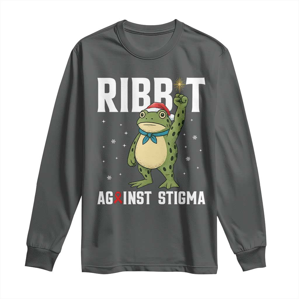 Christmas Frog AIDS Christmas Supporter Long Sleeve Shirt Funny Portland Activist Meme HIV Support Red Ribbon