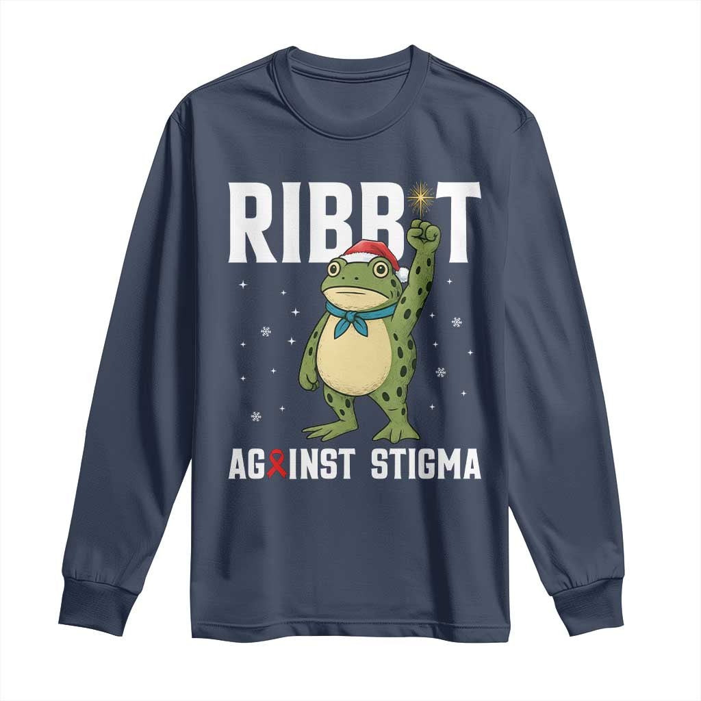 Christmas Frog AIDS Christmas Supporter Long Sleeve Shirt Funny Portland Activist Meme HIV Support Red Ribbon