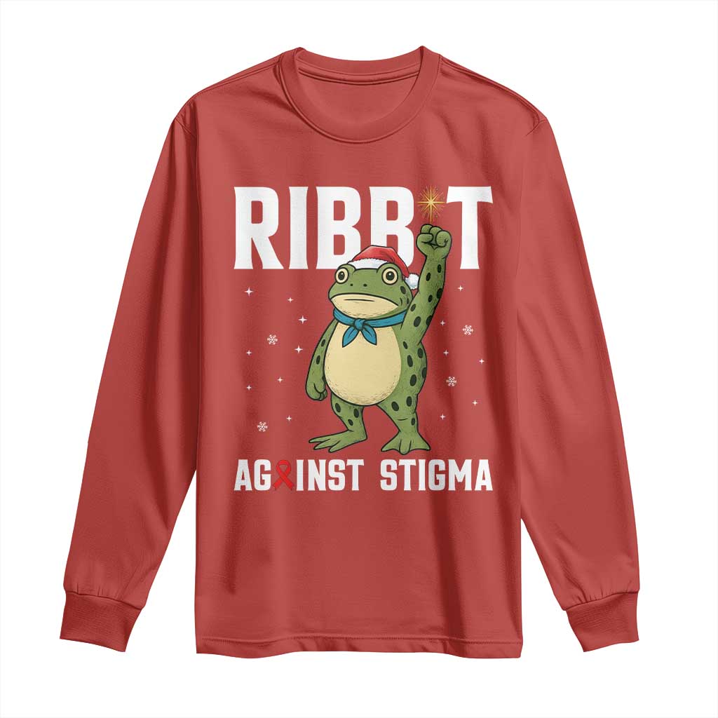 Resist Frog AIDS Support Christmas Long Sleeve Shirt Funny Portland Activist Meme HIV Red Ribbon