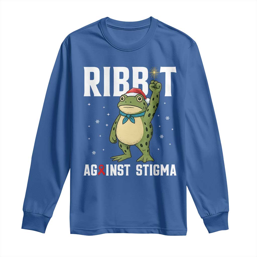 Christmas Frog AIDS Christmas Supporter Long Sleeve Shirt Funny Portland Activist Meme HIV Support Red Ribbon
