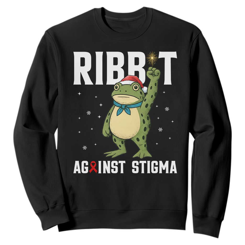 Christmas Frog AIDS Christmas Supporter Sweatshirt Funny Portland Activist Meme HIV Support Red Ribbon