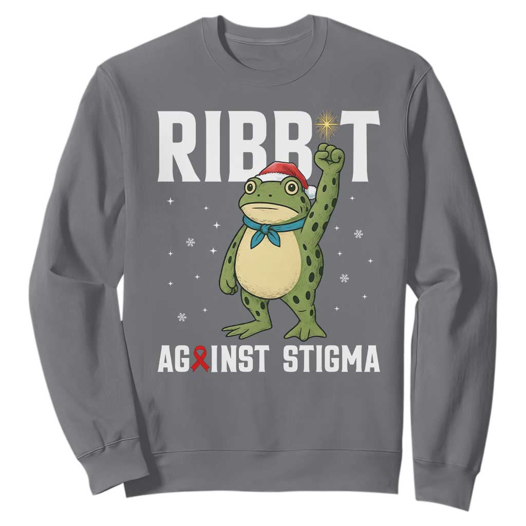 Christmas Frog AIDS Christmas Supporter Sweatshirt Funny Portland Activist Meme HIV Support Red Ribbon