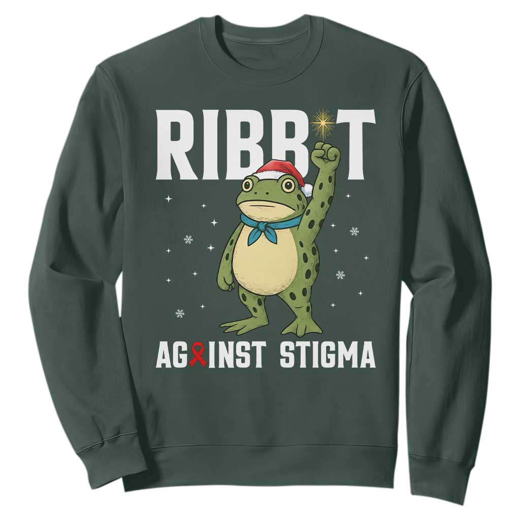 Christmas Frog AIDS Christmas Supporter Sweatshirt Funny Portland Activist Meme HIV Support Red Ribbon