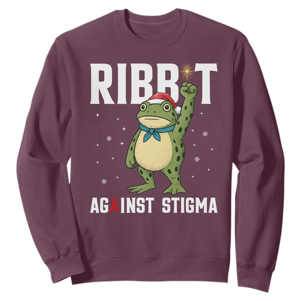 Christmas Frog AIDS Christmas Supporter Sweatshirt Funny Portland Activist Meme HIV Support Red Ribbon