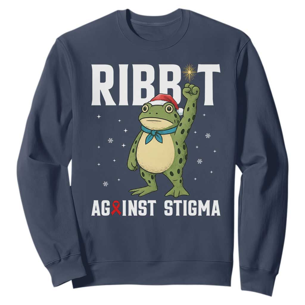 Christmas Frog AIDS Christmas Supporter Sweatshirt Funny Portland Activist Meme HIV Support Red Ribbon