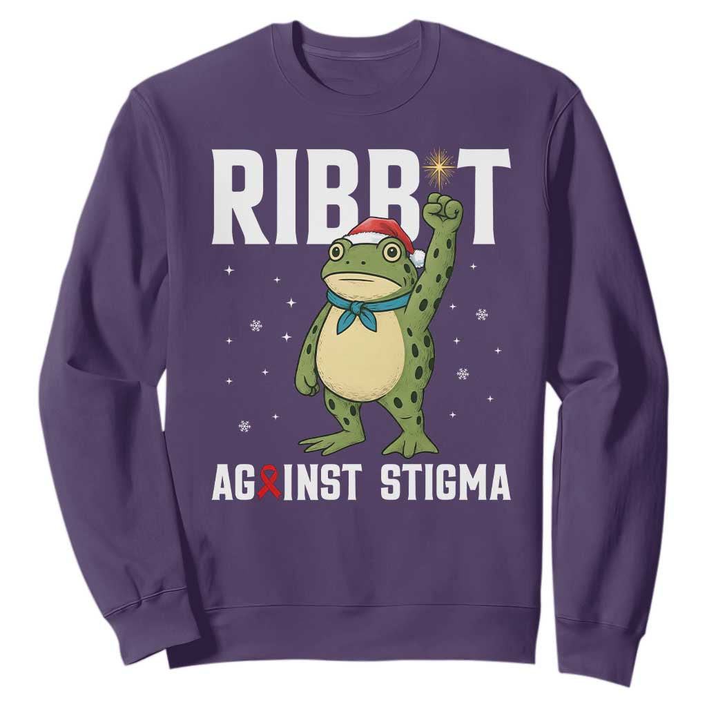 Christmas Frog AIDS Christmas Supporter Sweatshirt Funny Portland Activist Meme HIV Support Red Ribbon