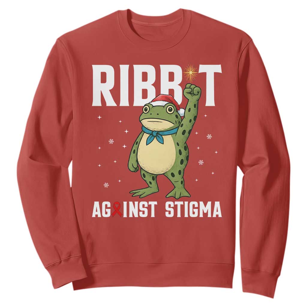 Resist Frog AIDS Support Christmas Sweatshirt Funny Portland Activist Meme HIV Red Ribbon