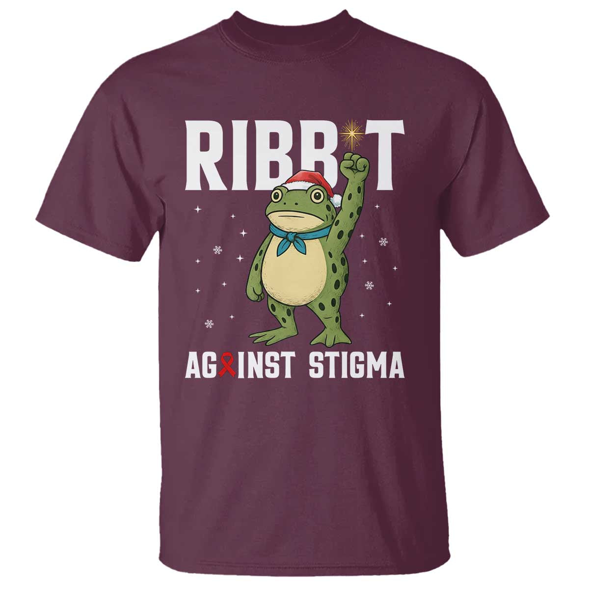 Christmas Frog AIDS Christmas Supporter T Shirt Funny Portland Activist Meme HIV Support Red Ribbon