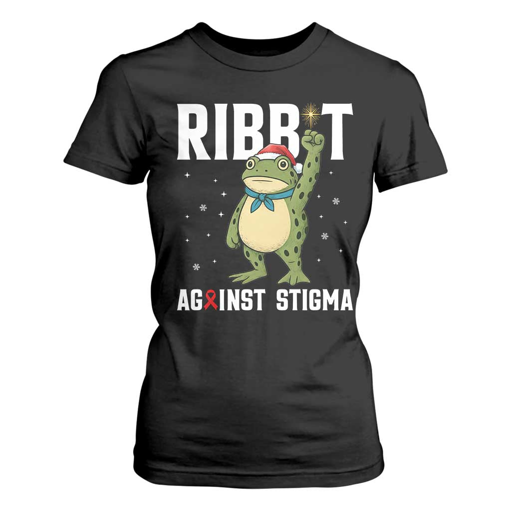 Christmas Frog AIDS Christmas Supporter T Shirt For Women Funny Portland Activist Meme HIV Support Red Ribbon
