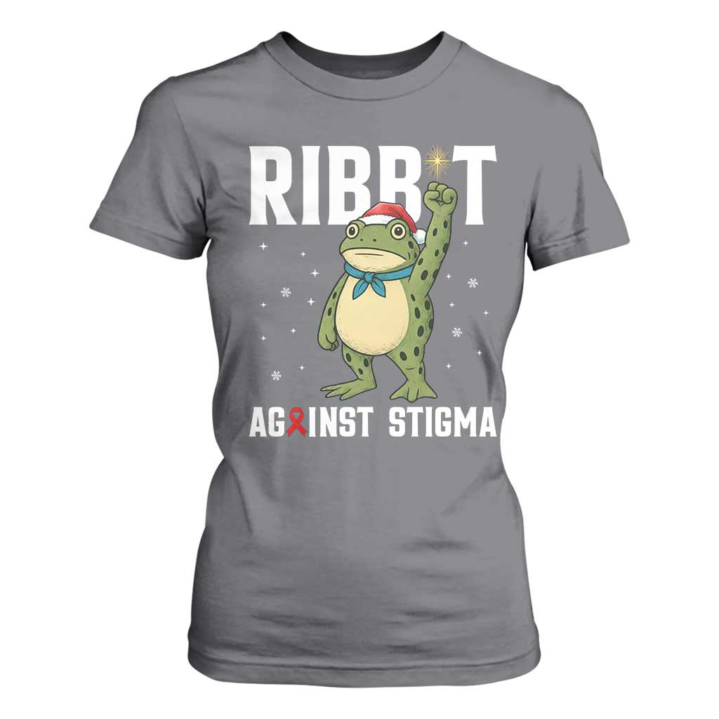 Christmas Frog AIDS Christmas Supporter T Shirt For Women Funny Portland Activist Meme HIV Support Red Ribbon