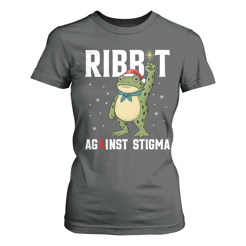 Christmas Frog AIDS Christmas Supporter T Shirt For Women Funny Portland Activist Meme HIV Support Red Ribbon