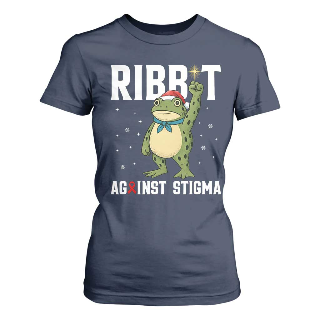 Christmas Frog AIDS Christmas Supporter T Shirt For Women Funny Portland Activist Meme HIV Support Red Ribbon