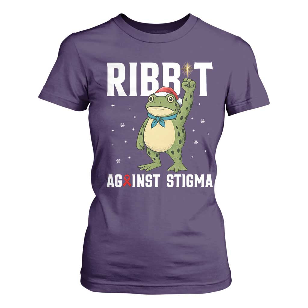 Christmas Frog AIDS Christmas Supporter T Shirt For Women Funny Portland Activist Meme HIV Support Red Ribbon