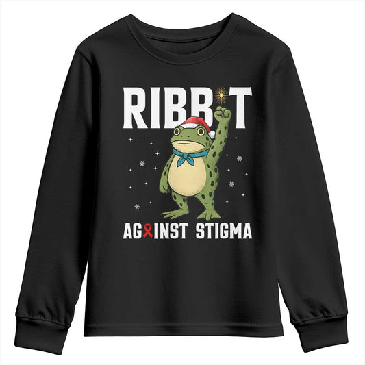 Resist Frog AIDS Support Christmas Youth Sweatshirt Funny Portland Activist Meme HIV Red Ribbon