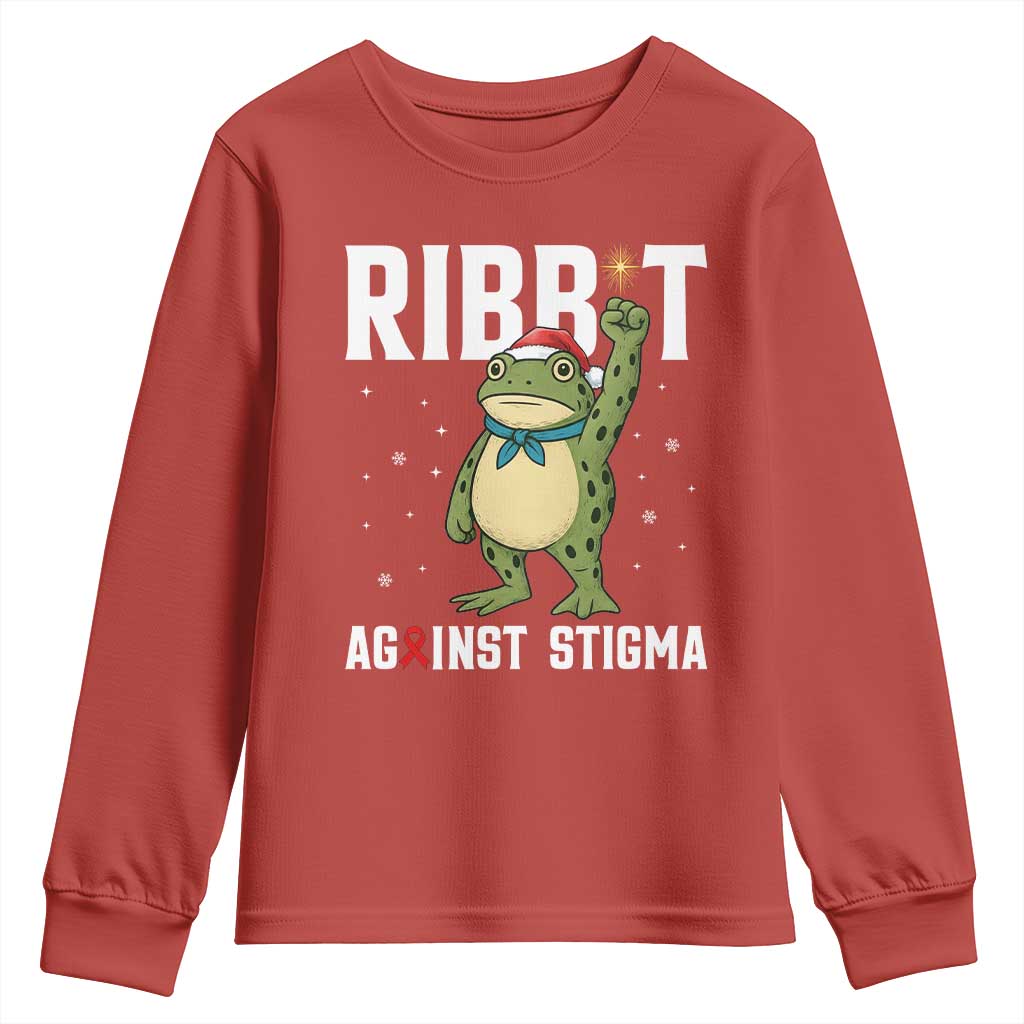Resist Frog AIDS Support Christmas Youth Sweatshirt Funny Portland Activist Meme HIV Red Ribbon