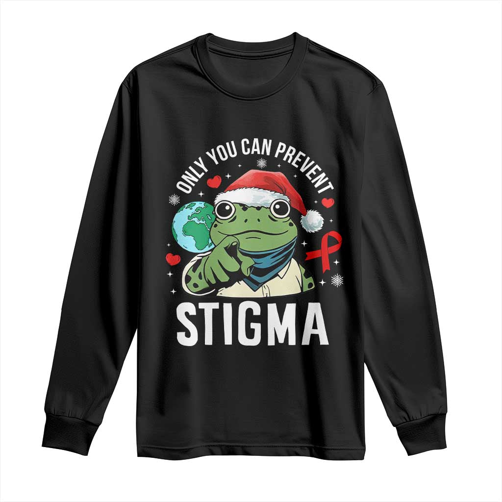 Christmas Frog AIDS Christmas Supporter Long Sleeve Shirt Only You Can Prevent Stigma