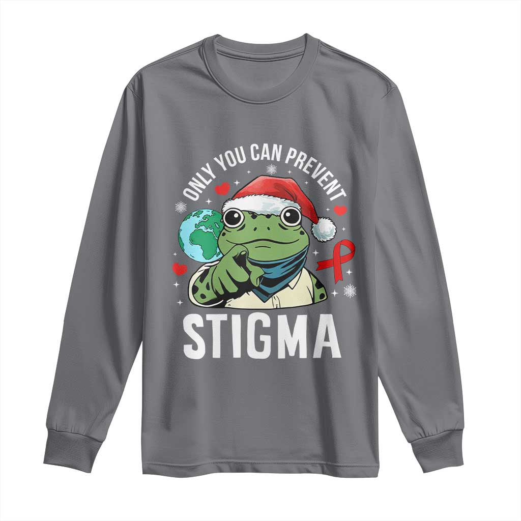 Christmas Frog AIDS Christmas Supporter Long Sleeve Shirt Only You Can Prevent Stigma