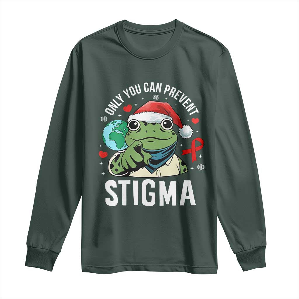 Christmas Frog AIDS Christmas Supporter Long Sleeve Shirt Only You Can Prevent Stigma