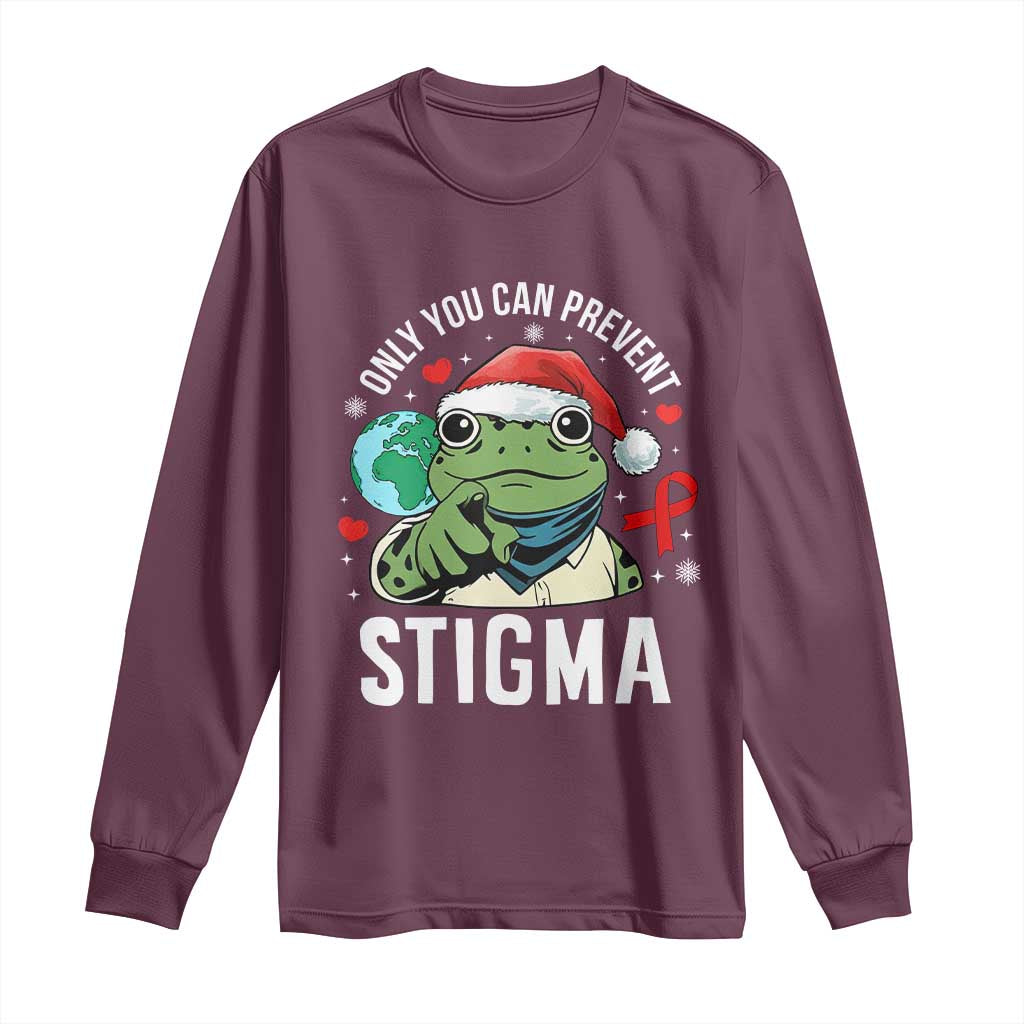 Christmas Frog AIDS Christmas Supporter Long Sleeve Shirt Only You Can Prevent Stigma
