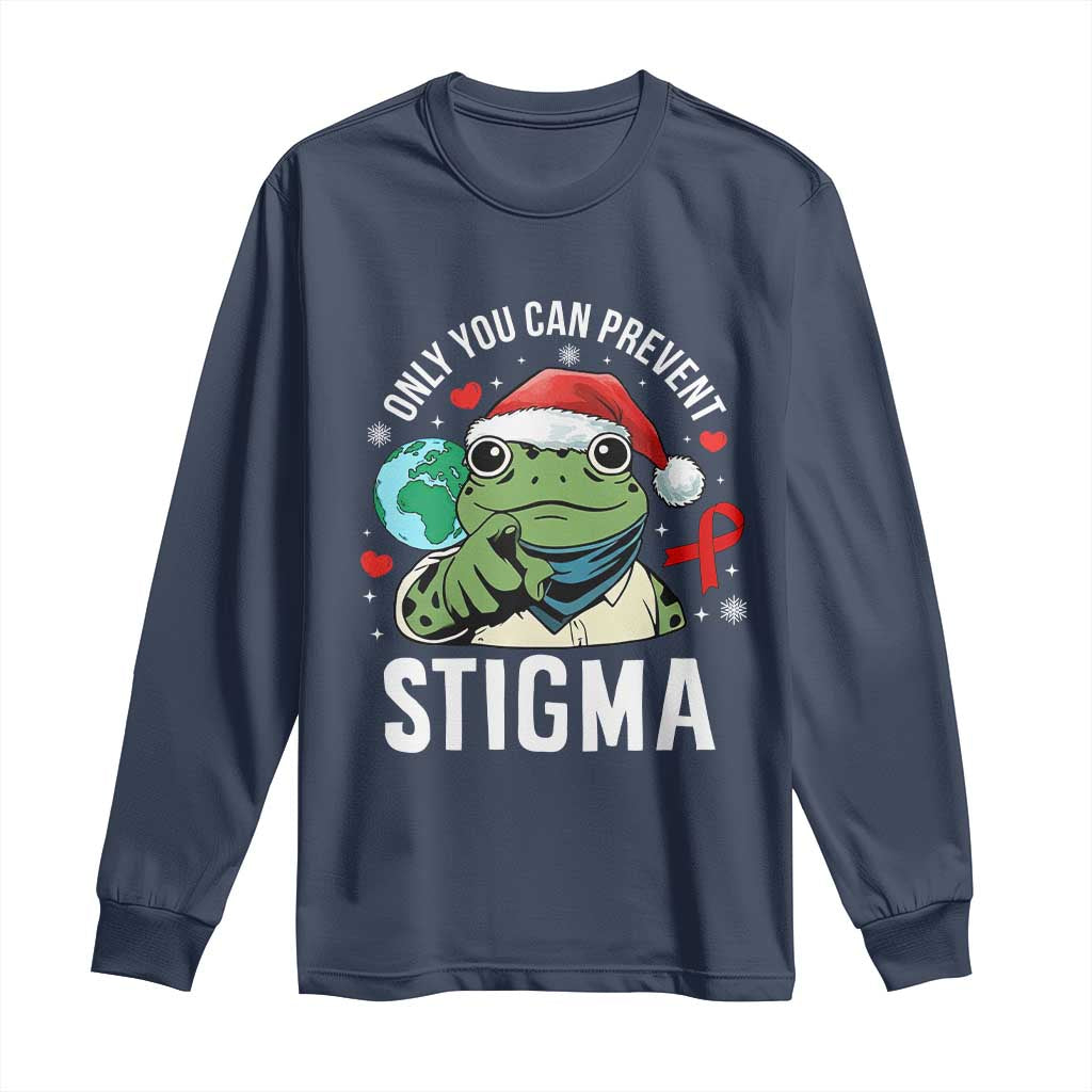 Christmas Frog AIDS Christmas Supporter Long Sleeve Shirt Only You Can Prevent Stigma
