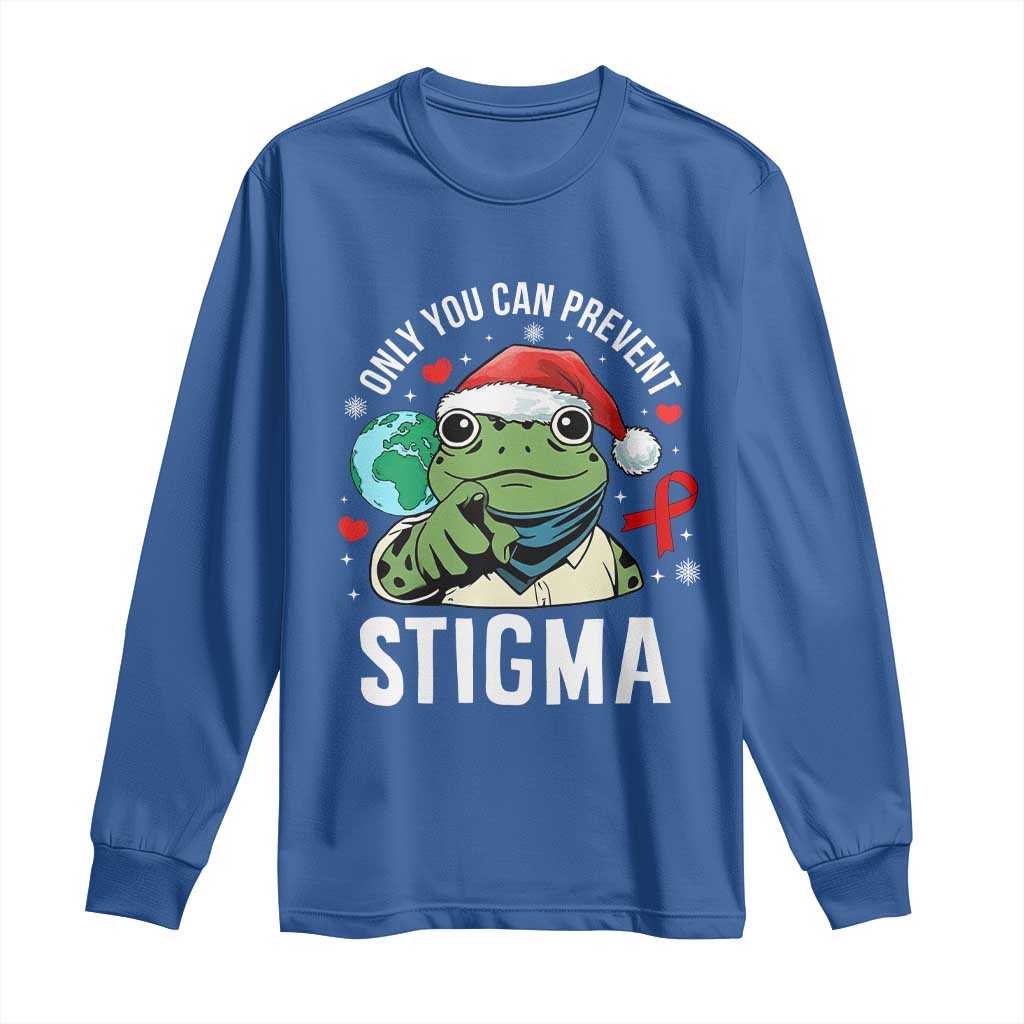 Christmas Frog AIDS Christmas Supporter Long Sleeve Shirt Only You Can Prevent Stigma
