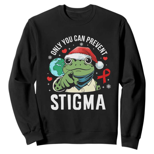 Resist Frog AIDS Support Christmas Sweatshirt Only You Can Prevent Stigma