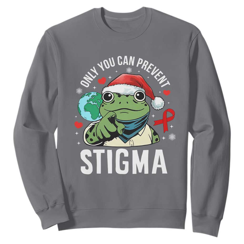 Christmas Frog AIDS Christmas Supporter Sweatshirt Only You Can Prevent Stigma