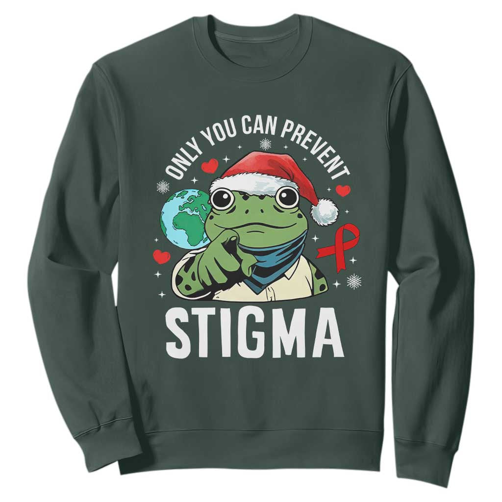 Christmas Frog AIDS Christmas Supporter Sweatshirt Only You Can Prevent Stigma