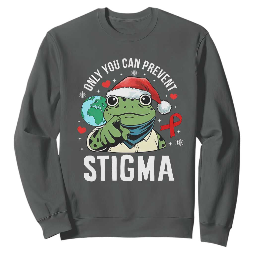 Christmas Frog AIDS Christmas Supporter Sweatshirt Only You Can Prevent Stigma